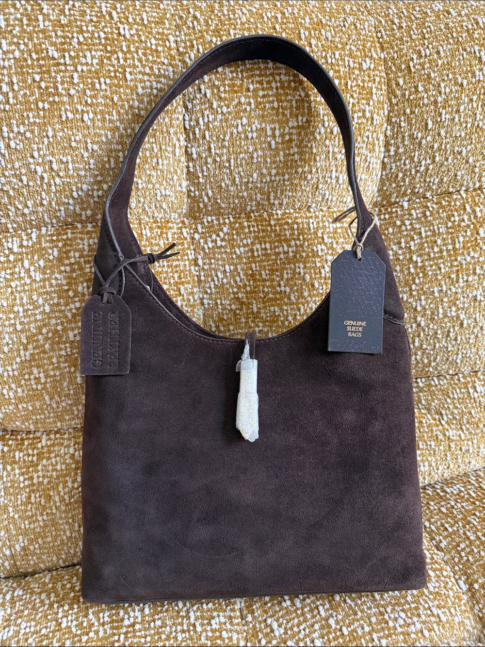 Dark Brown Suede Shoulder Bag